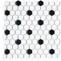 White and Black Hexagon Mosaics Porcelain