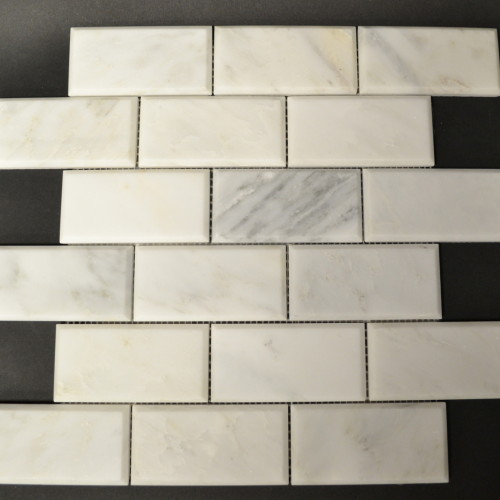 Ocean White Marble HONED 2×4 Beveled Mosaics